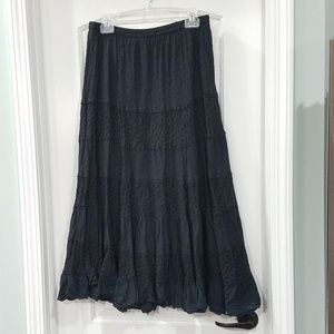 Saint Tropez West Black Eyelet Maxi Skirt Size L